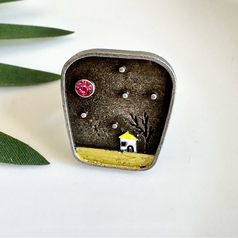 2/$30🌵 Antiqued Silver House Under The Stars And Sky Ring Rustic Boho NEW Sz 8 - Picture 6 of 11